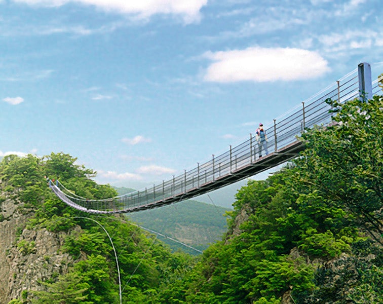 Suspension Bridge on Gubong Mountain Tied Back Using Bar Anchors
